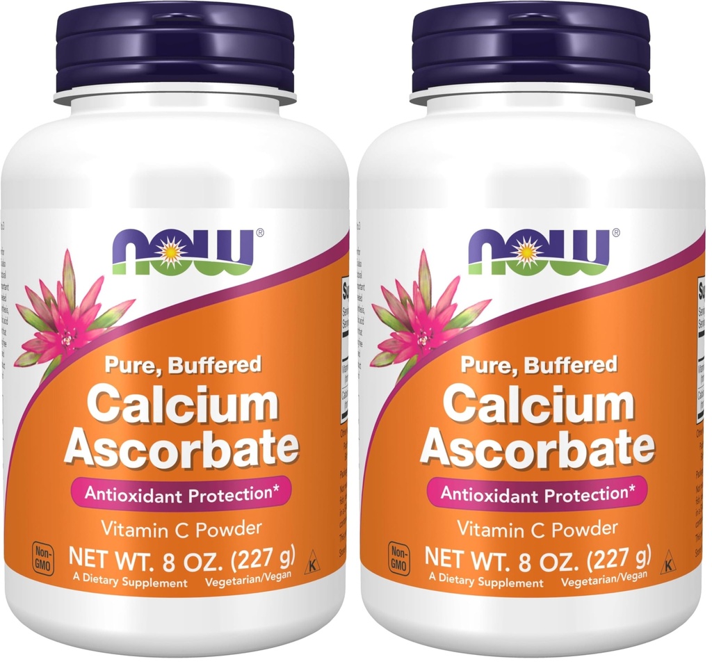 NU Supplementen, Calcium Ascorbaat Poeder, Gebufferd, Antioxidant Bescherming*, 8-Ounce (Pack of 2)