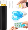 Weekly 7 Day Pill Organizer, Light Protected Sealed Moisture Resistant，Pill Taker, DKYEUD Travel Daily Pill Box, Cute Pill Case for Vitamins, Medicines, Supplements, Fish Oil, Black and White