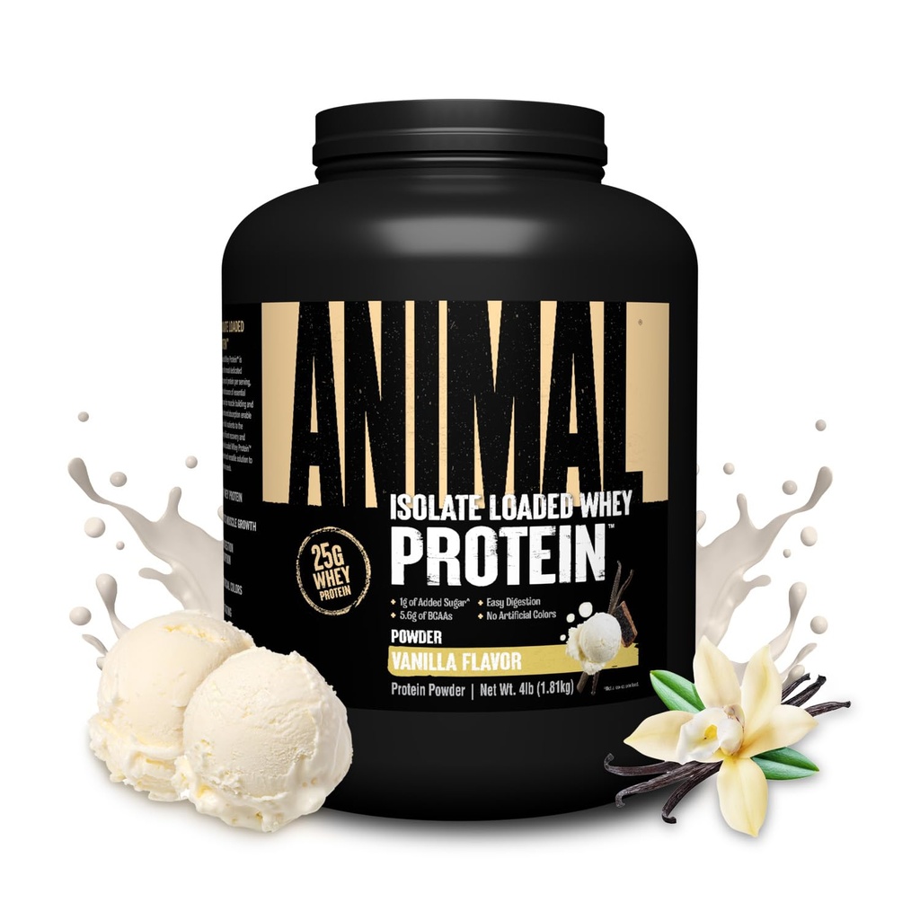 Dier Wei Isolaat Proteïnepoeder - geladen voor pre- & post workout Spierbouwer en herstel met digestieve enzymen voor mannen en vrouwen - 25 g eiwit, grote smaak, lage suiker - Vanille 4 lbs