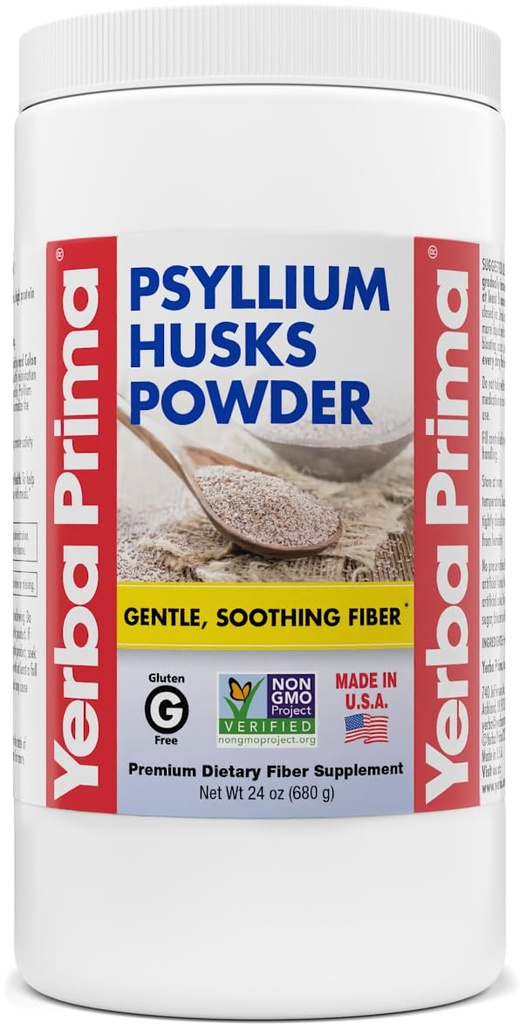 Yerba Prima Psyllium Husk Powder - 24 oz - Fine Ground, Unflavored, Sugar Free - Natural Fiber Supplement - Ook voor bakken - Bevat zowel Oplosbare & Onoplosbaar Bulk voor Regularity Ondersteuning