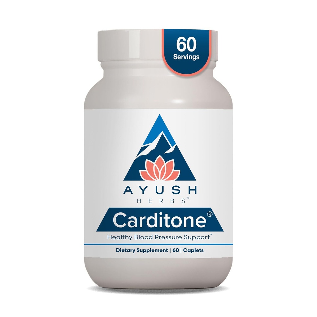 Ayush Herbs Carditone - Natural Heart Health Supplement for Women & Men, Holistic Heart Support with Rauwolfia, Arjuna, Calcium, and Magnesium - 60 Vegetarische Caplets (1 graaf)
