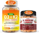 2Pack Vegan vitamine D3 5000IU K2 Gummies+ 2Pack Berberine supplement 1500mg Gummies