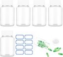 Clear Pill Bottle 6Pcs Lege Medicine Organisators Plastic Pillen Flessen Transparante Reagent Containers 80ml Grote Jar Poeder Opslag Leak Proof Caps voor vloeibaar Solid Powder Home Toiletartikelen