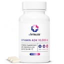 ADK vitaminesupplement 10.000 IE - 90 porties, hoge potentie vitamine A, D3 & K2 (MK-7) voor botsterkte Ondersteunt de hartgezondheid en immuunfunctie - gunstige capsulevorm