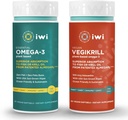 Iwi Omega-3 Essential & Vegikrill Omega-3 Bundle, 30 Servings, Vegan Plant Based Algen Omega 3, Krill & Fish Oil Alternative, No Fishy Aftersmaak