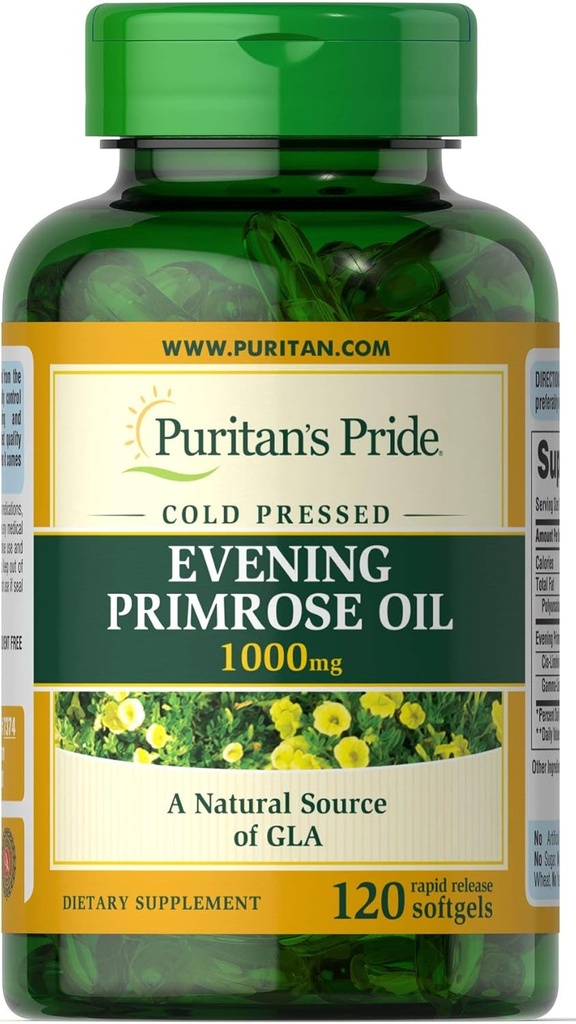Puriteinen Pride Evening Primrose Oil 1000 Mg Met Gla, 120 Tellen