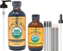 PRIME NATURAL Organic Black Seed Oil & Organic Castor Oil - 2 Oil Bundle - USDA Certified - Cold Pressed, Virgin, Unrefined, Vegan, Non-GMO, No Preservatives