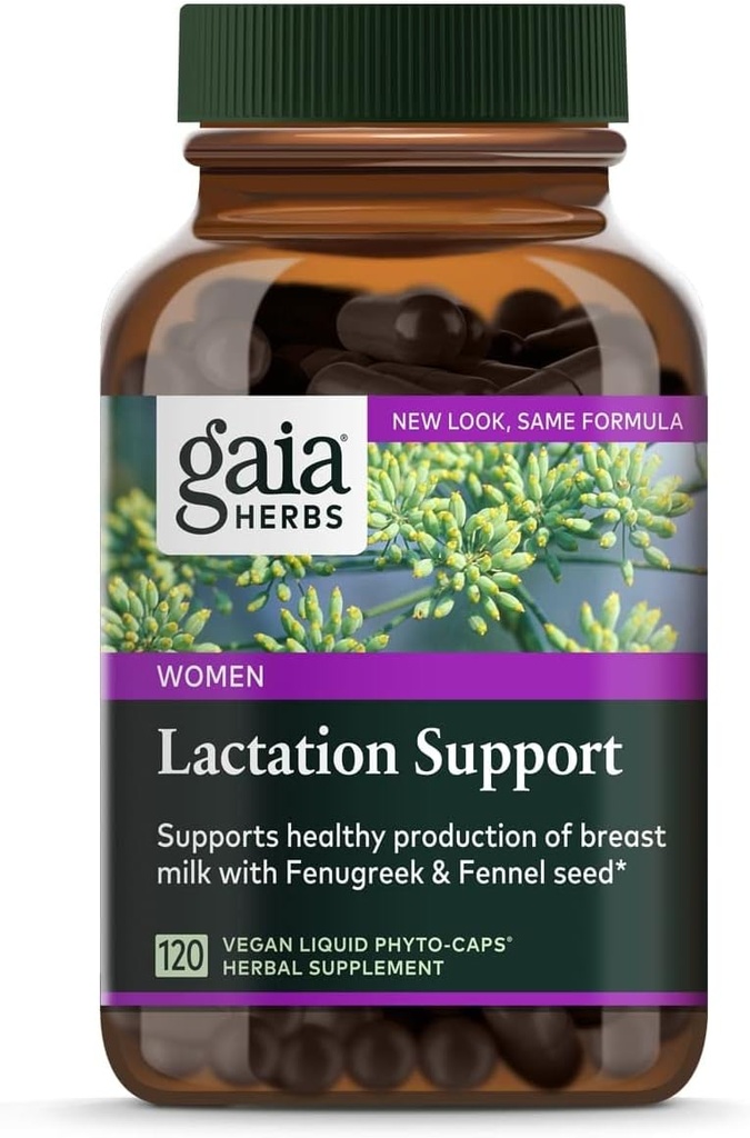 Gaia Kruiden Borstvoeding Support, Vegan Liquid Capsules, 120 Tel - Borstvoeding Supplement voor borstvoeding Moeders, Ondersteunt gezonde melkstroom & Verbetert de voeding van de moedermelk, VERPAKKING MAY VARY