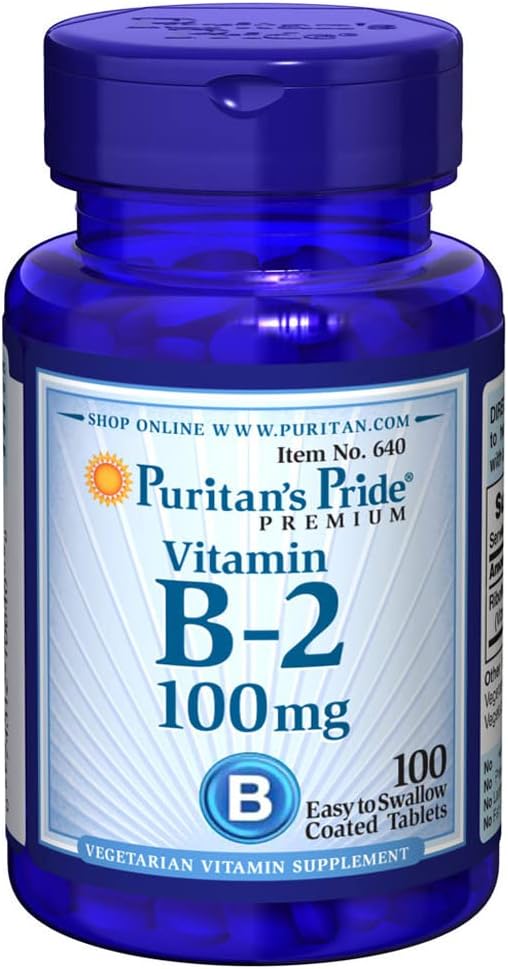 Puritanen Pride Vitamine B-2 100 Mg Tabletten, 100 Tellen