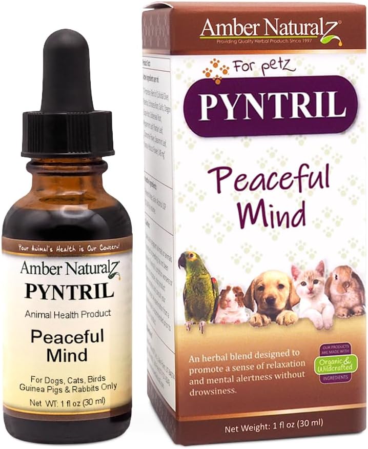 AMBER NURZ Pyntril Peaceful Mind Herbal Supplement voor honden, katten, vogels, Guinea Pigs, en konijntjes 