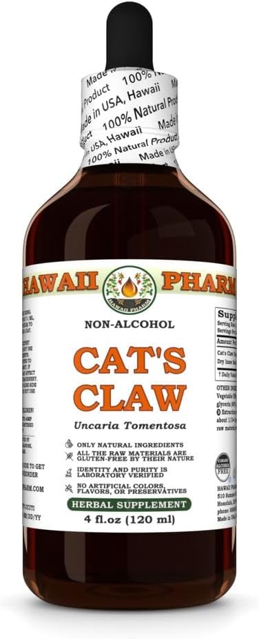Hawaii Pharm Cat's Claw Alcohol-Free Extract, Glycerite voor Joint Comfort, Immuun Ondersteuning, Bevordert Cellular Vitality, Eases Digestie, helpt handhaven van de bloeddruk balans - 4 fl.oz