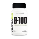 NutraBio B-100, B Vitamine Complex, Immuun Systeem Ondersteuning, Gezond Haar, Huid, Nagels, 90 Plantaardige Capsules