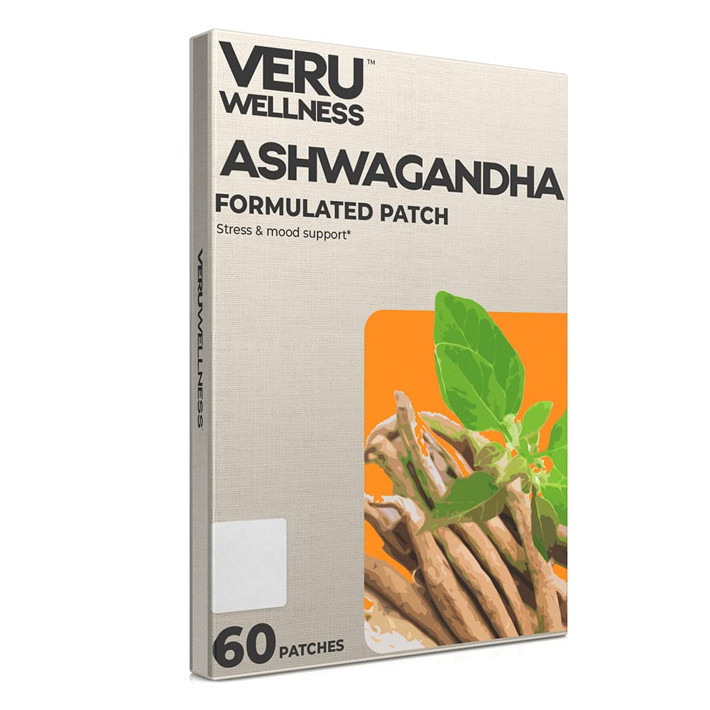 Veru Wellness Ashwagandha Patch - Stress Relief, Natuurlijke Mood Ondersteuning, Stress, Energie en Focus Ondersteuning Patch (60 Tel)