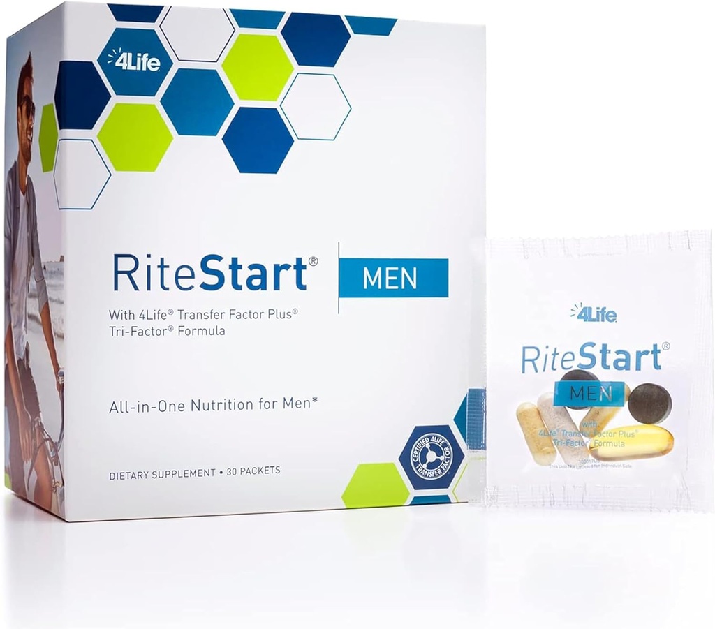 4Life RiteStart Mannen - Daily Nutritional Pack Ondersteunt Immune System Health - Dagelijkse Supplement Formule met Vitamine C, D en Zink - 30 Packets
