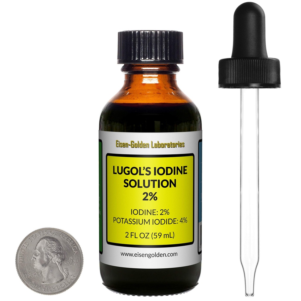 Lugol's Jodium / 2% Oplossing / 2 Oz in een Amber glazen fles / Gratis Dropper