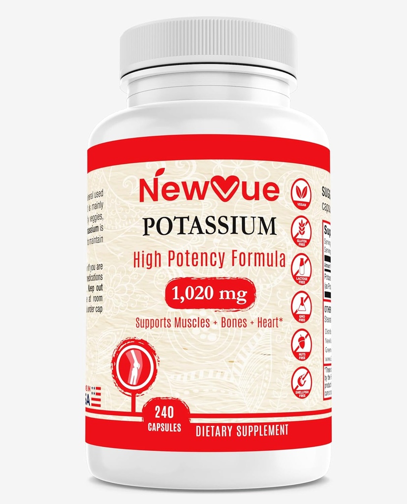 NewVue Kaliumsupplement, 1020 mg,120 porties, 240 capsules