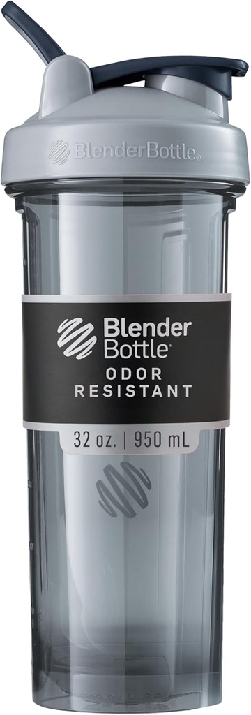 BlenderButtle Shaker Bottle Pro Series Perfect voor eiwitshakes en pre-workout, 32-once, Pebble Grey
