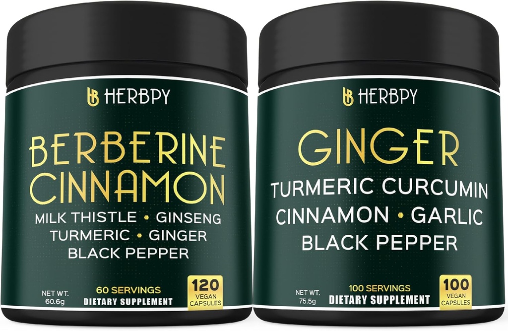 Bundel 7in1 Berberine HCl & 5in1 Ginger Supplement - Ondersteuning Immune, spijsvertering en hartgezondheid
