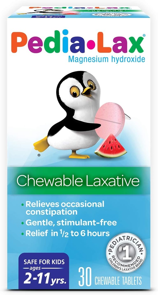 Pedia-Lax Laxatieve kauwtabletten voor kinderen, leeftijden 2-11, Watermeloen smaak, 30 CT
