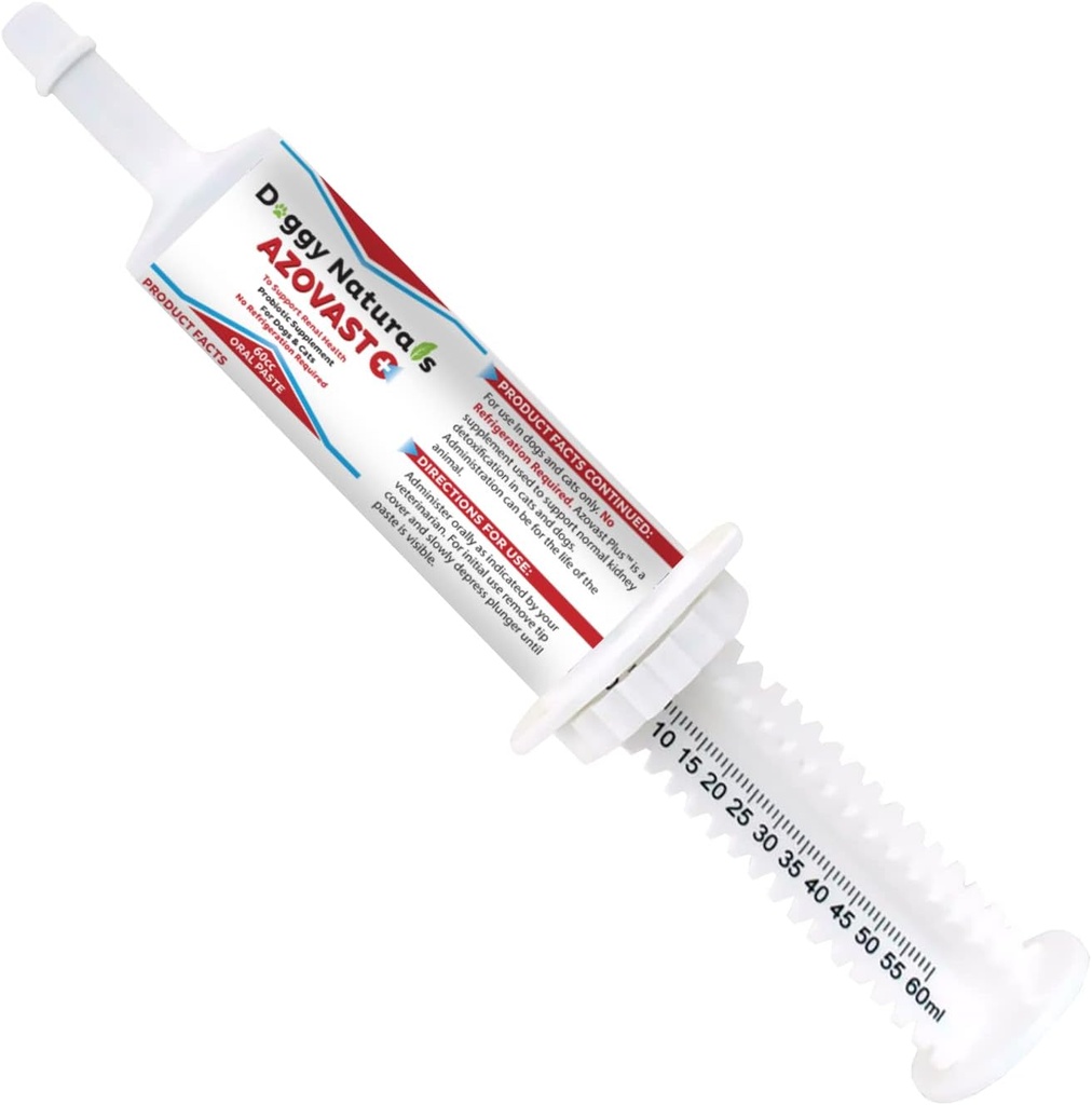 Azovast Plus Niergezondheidssupplement voor honden en katten, orale pasta (60 cc) - GEEN Koeling vereist - Help Steun Nierfunctie & beheren Renale Toxinen Kippensmaak (made in U.S.A(60cc)