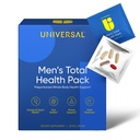 Mannen Total Health Dagelijkse Vitamine Packs - 22 Essentiële Mineralen en Vitaminen voor Mannen, All-in-One Multivitamine Supplement voor Energie, Stress Ondersteuning, Hart, Gut Health met Krill olie, Adaptogenen - 30 Pack