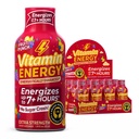 Vitamine Energie Immune+ Extra sterkte Energie Shot Fruit Punch 12 Pack, 260mg Natural Cafeine, B-Vitamins, Citicoline, Green Tea, Immunity & Focus Support, Zero Sugar, Gluten-Free 1,93 fl oz