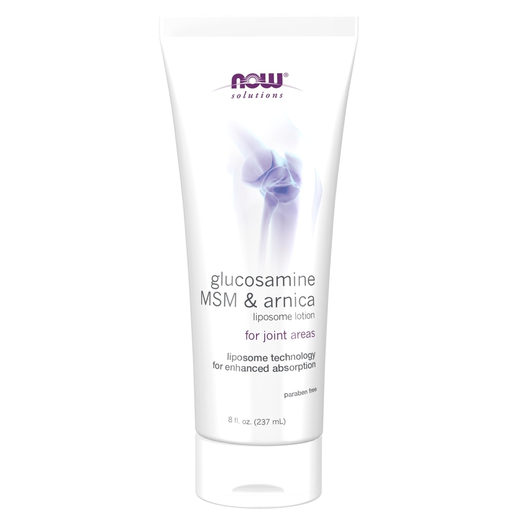NOW Foods Solutions, Glucosamine, MSM en Arnica Liposoom Lotion, voor gezamenlijke gebieden, Liposoomtechnologie voor verbeterde absorptie, 8-Ounce