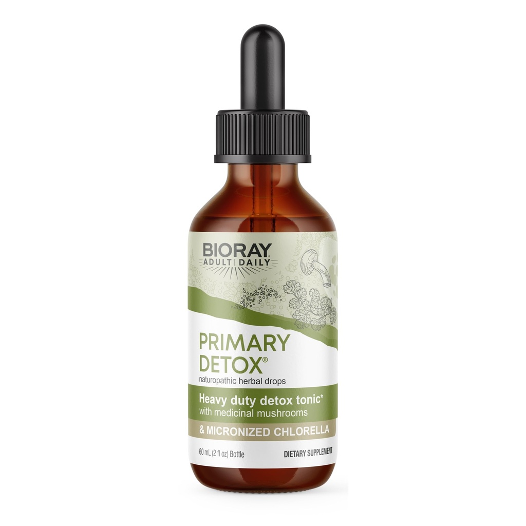 BIORAY Daily Primary Detox - 2 fl oz - met medicinale champignons en gemicroniseerde Chlorella - Organische, niet-GMO, vegetarisch, glutenvrij - ongeveer. 15 porties