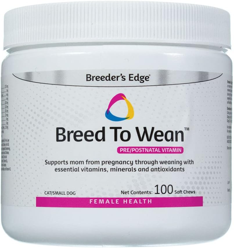 Breeder Edge Ras naar Wean, Prenatale en Postnatale Multivitamine voor honden en katten, Ondersteunt Zwangere & Verpleegmoeders, Supplement Biedt Antioxidanten, Vitaminen en Mineralen (100ct Kleine Honden & Kat)