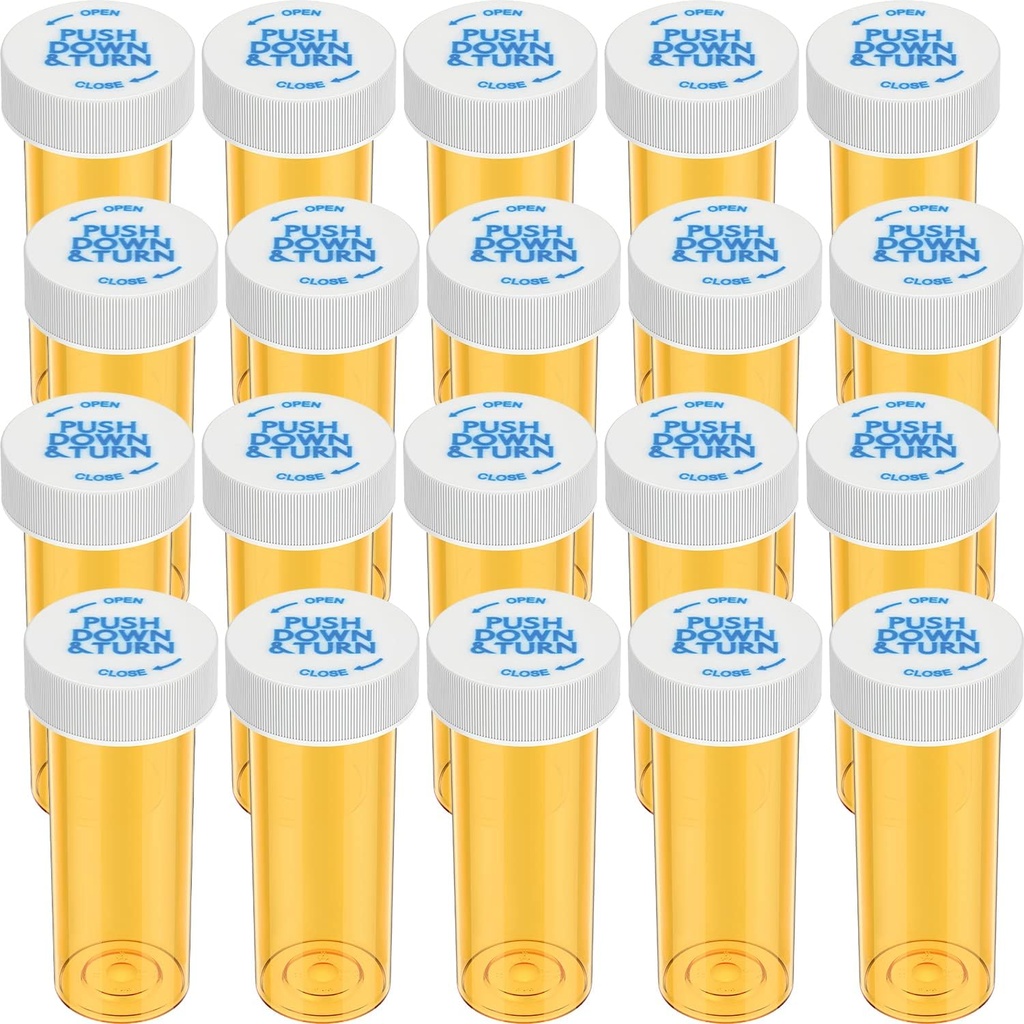 Lege Plastic Medicine Pillenflessen met Child Resistant Caps, 6 Dram Klein Voorschrift Medicine Containers Reizen Pillen Flacons Clear Pill Case Organizers (20 Pack)