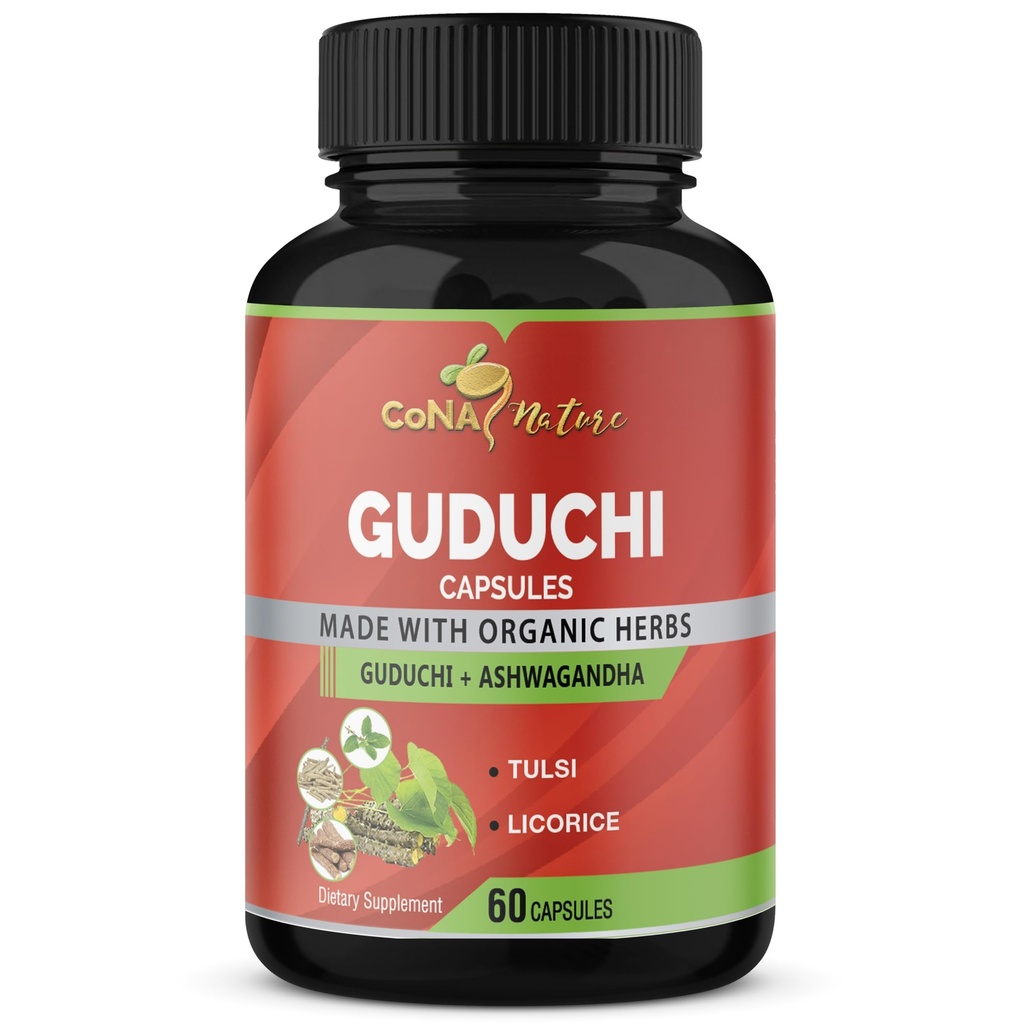 Organische Giloy Guduchi Extract Capsules & Ashwagandha, Licorice, Holy Basil