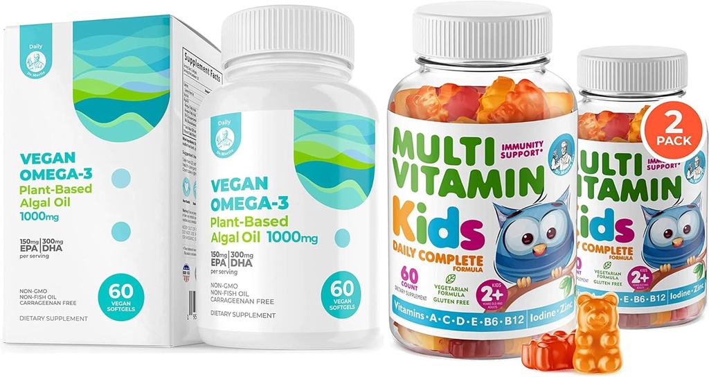 Kinderen Multivitamine Gummies voor kinderen en Vegan Omega 3 Softgels