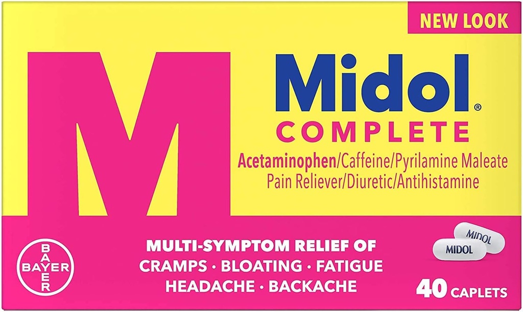 Midol compleet, menstruele periode symptomen verlichting, caplets, 40 Telling, 2-pack