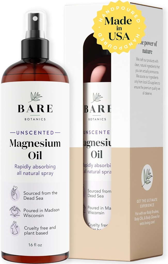 Bare Botanics Unscented 16oz Pure Magnesium Oil Spray uit The Dead Sea 