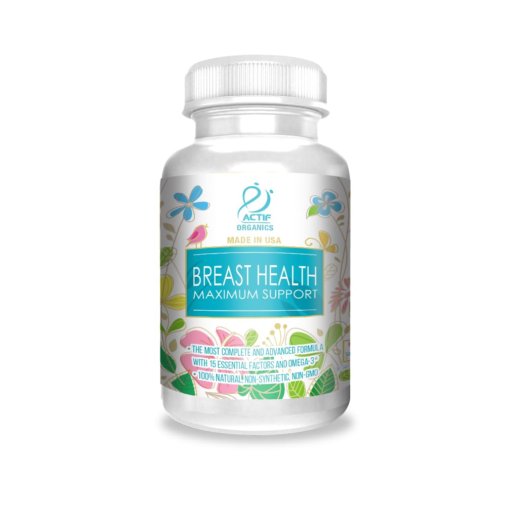 ACTIF Borstgezondheid Maximale ondersteuning met 15 geavanceerde factoren en Omega-3 - Niet GGO, Made in USA, 90 Tellen