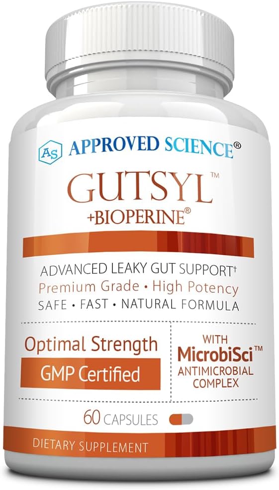 Goedgekeurde Science® Gutsyl - Leaky Gut Supplement - Bescherm GI Tract met Aloë Vera, Marshmallow Root, Licorice en Slippery Elm - Bevat Prebiotic en BioPerine - 60 capsules