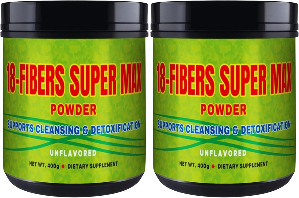 FIBRA 18 Super MAX Powder (18 Fibers) - 400g - Dietary Supplement - Supports Cleansing & Detoxification, Unflavored (2 Pack)