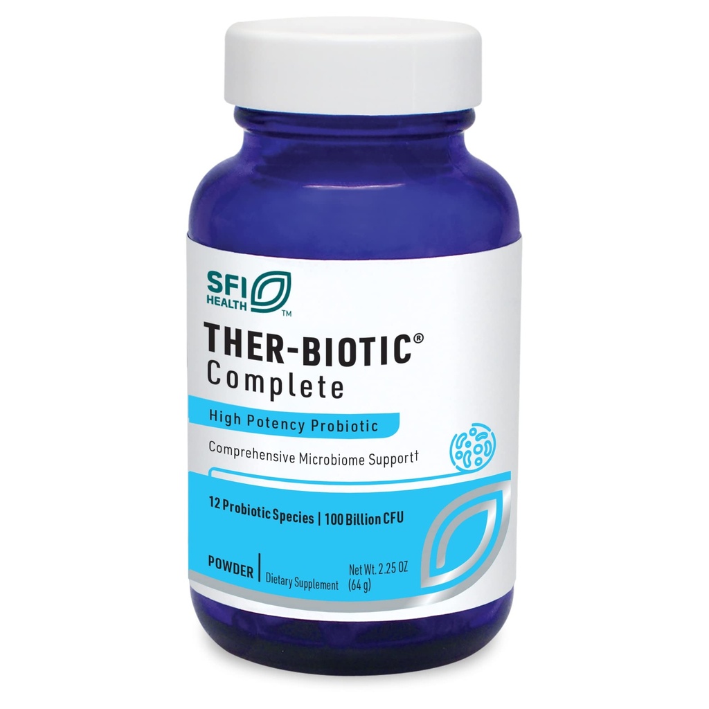 Klaire Labs SFI Health Ther-Biotic Complete Probiotic Powder - 100 miljard CFU - Mannen- en vrouwenprobiotica voor spijsverteringsgezondheid en immuunondersteuning - Dairy-Free, hypoallergeen (60 porties, 64g)