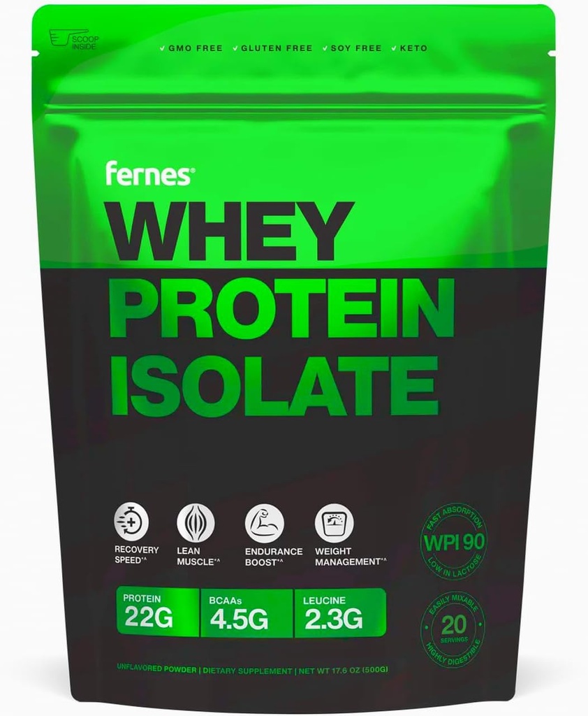 100% Grass-Fed Wei Proteïne Isolaatpoeder voor vrouwen en mannen 22g met 4,5g BCAA's Non-GMO Hormone-Free Geen Kunststoffen Keto Clean & Pure Lage Lactose WPI 90 voor Superieure Digestibility - 20 porties