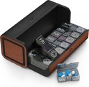 Pillen Organisator Weekly, 2 keer per dag voor 7 dagen lederen geneeskunde Box Travel Container Vitamine Am Pm Pill Case, Tweemaal Daily Privacy Pill Holder, Moderne en draagbare Pillbox (Zwart en Bruin)