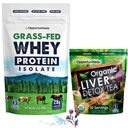 Opportuniteas Grass Fed Unflavored Whey Protein & Liver Detox Matcha Tea - Support Your Muscles While Cleansing Your Liver - Bundle