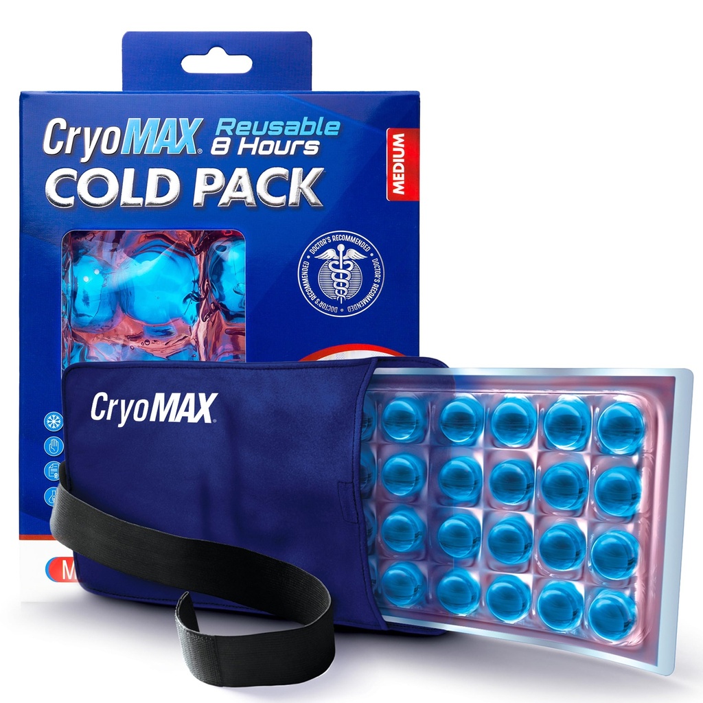Cryo-Max Cold Pack, 8 uurs herbruikbare koude therapie ijspakket voor Ellebogen, knieën, nek + meer, medium, 6" x 12" (1 telling)