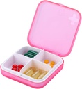 Portable Pill Organizer - Slim Pill Box voor portemonnee of reizen, Compact Pill Case(4 Compartiment,Pink)