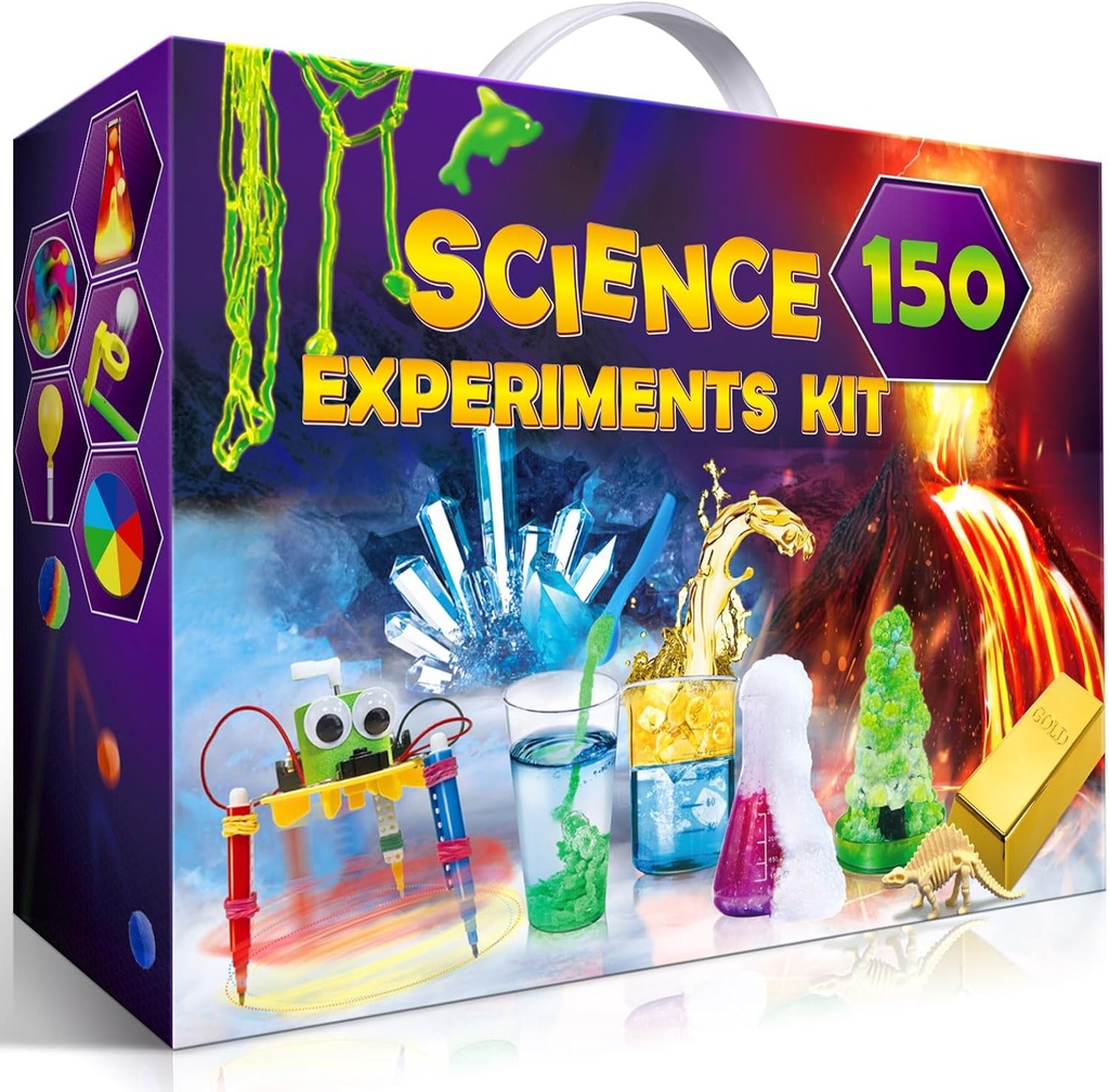 UNGLINGA 150 Experimenten Science Kits voor kinderen, S.T.E.M Onderwijsproject Speelgoed voor jongens Meisjes Verjaardag Gifts Ideeën, Vulkaan, Scheikunde Lab Gereedschap Wetenschapper set