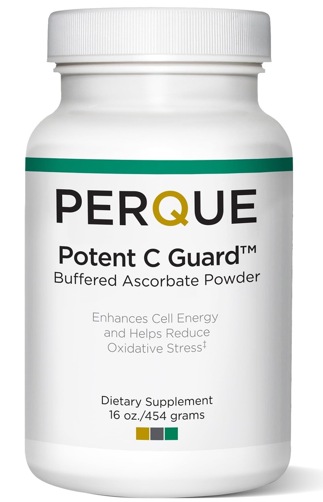 PERQUE Gebufferd vitamine C Ascorbaatpoeder - pH Gebalanceerd, vegetarisch, Allergenenvrij vitamine C-supplement - Snelwerkende antioxidantondersteuning - Effervescent poeder met magnesium, kalium en zink - 16 oz