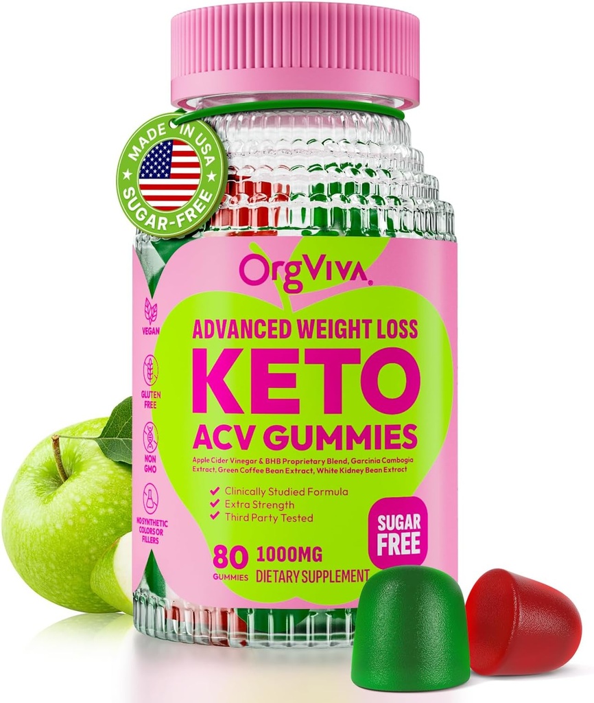Keto Acv Gummies for Advanced Weight Loss: Apple Cider Vinegar Gummies with Vitamines to Support Digestie, Metabolisme, & Immune Health - Sugar Free 80 ct