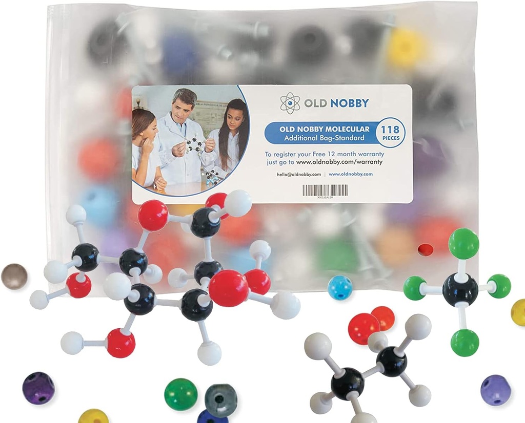 Oude Nobby 118-Piece Aanvullende Chemie Moleculaire Model Kit - Build 3D-structuren voor studie, onderwijs en Lab gebruik - Duurzame Atomen en Bonden, Gemakkelijke montage met draagbare opslag geval