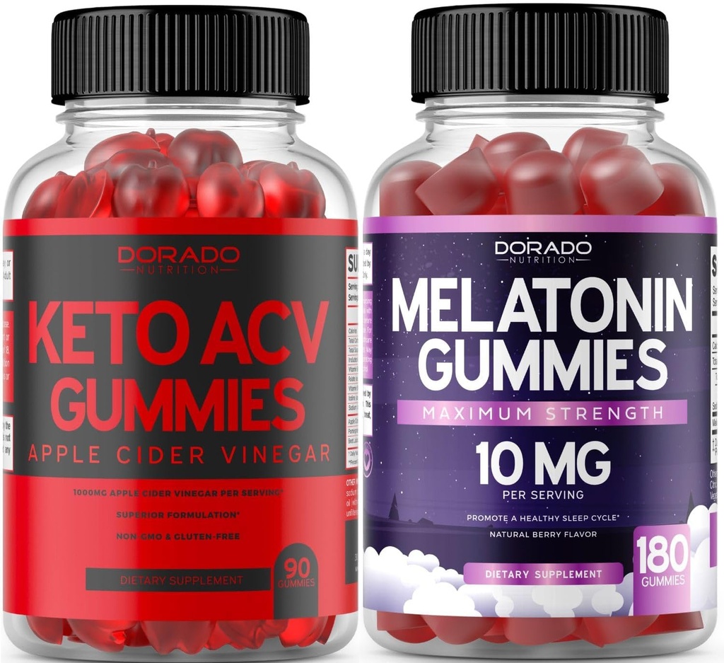 Keto ACV Gummies Geavanceerd gewichtsverlies (90 telling) - Ondersteuning Gezonde spijsvertering en stofwisseling - Melatonine voor volwassenen (180 telling) - Quick Solution Melatonine 20mg Gummies - Non GMO, Vegan & USA Made