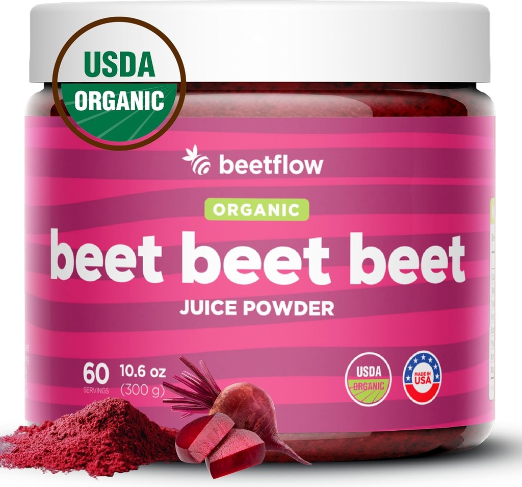 Beet Beet Beet Premium Nitric Oxide Booster & Pre Workout Superfood - Supports Circulation, Heart Health, & Stamina – USA Grown Beet Root Powder, USDA Organic (60 Servings)