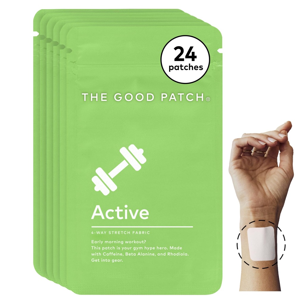 The Good Patch Active Patch, Energy Support, Natural Patch met Cafeïne, Beta Alanine, Rhodiola, Plant Powered Wearable Wellness, Sustained Release (24 Total Patches)